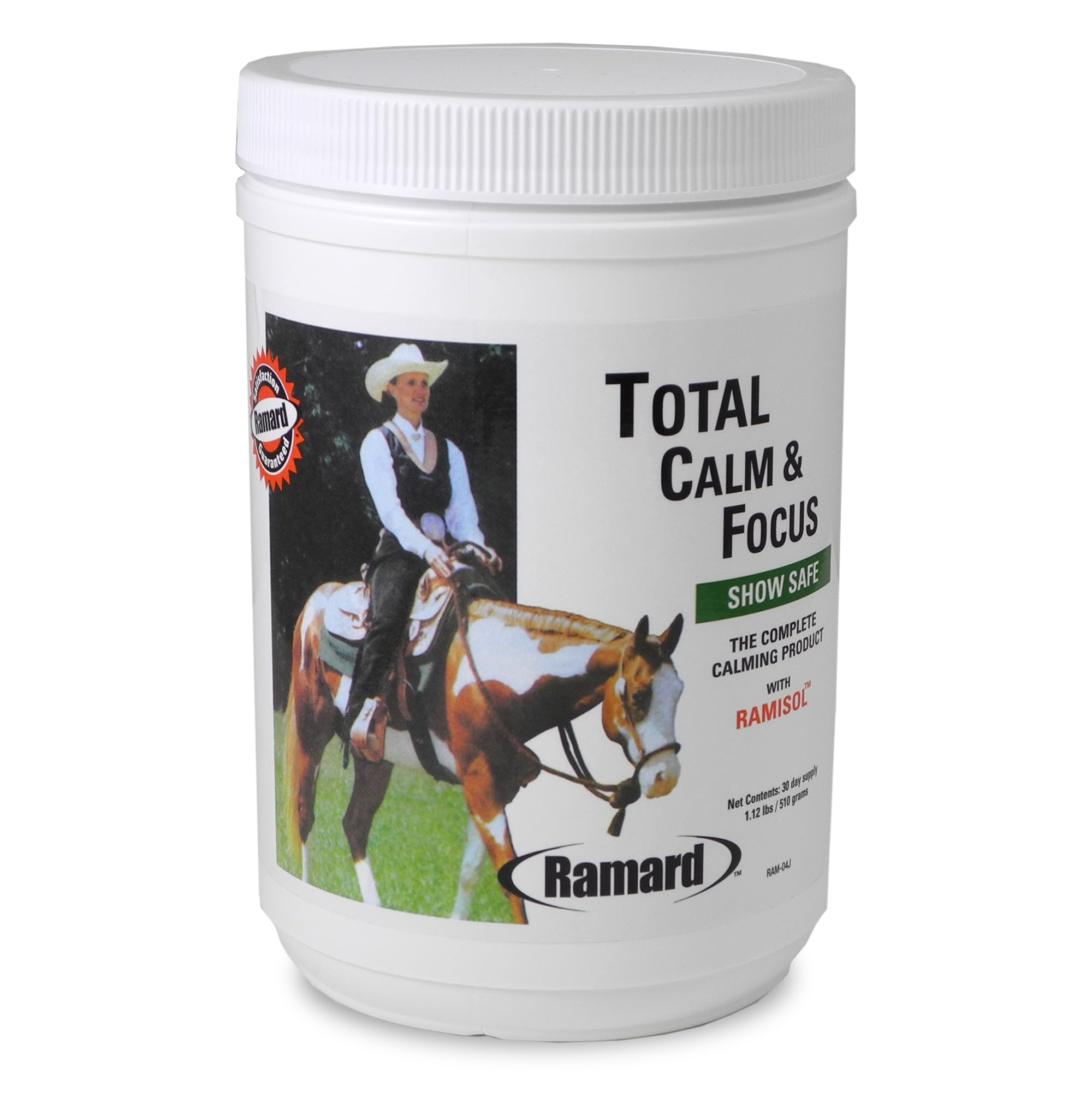 Ramard Total Calm and Focus bottle label shows training-ready calmness and focus