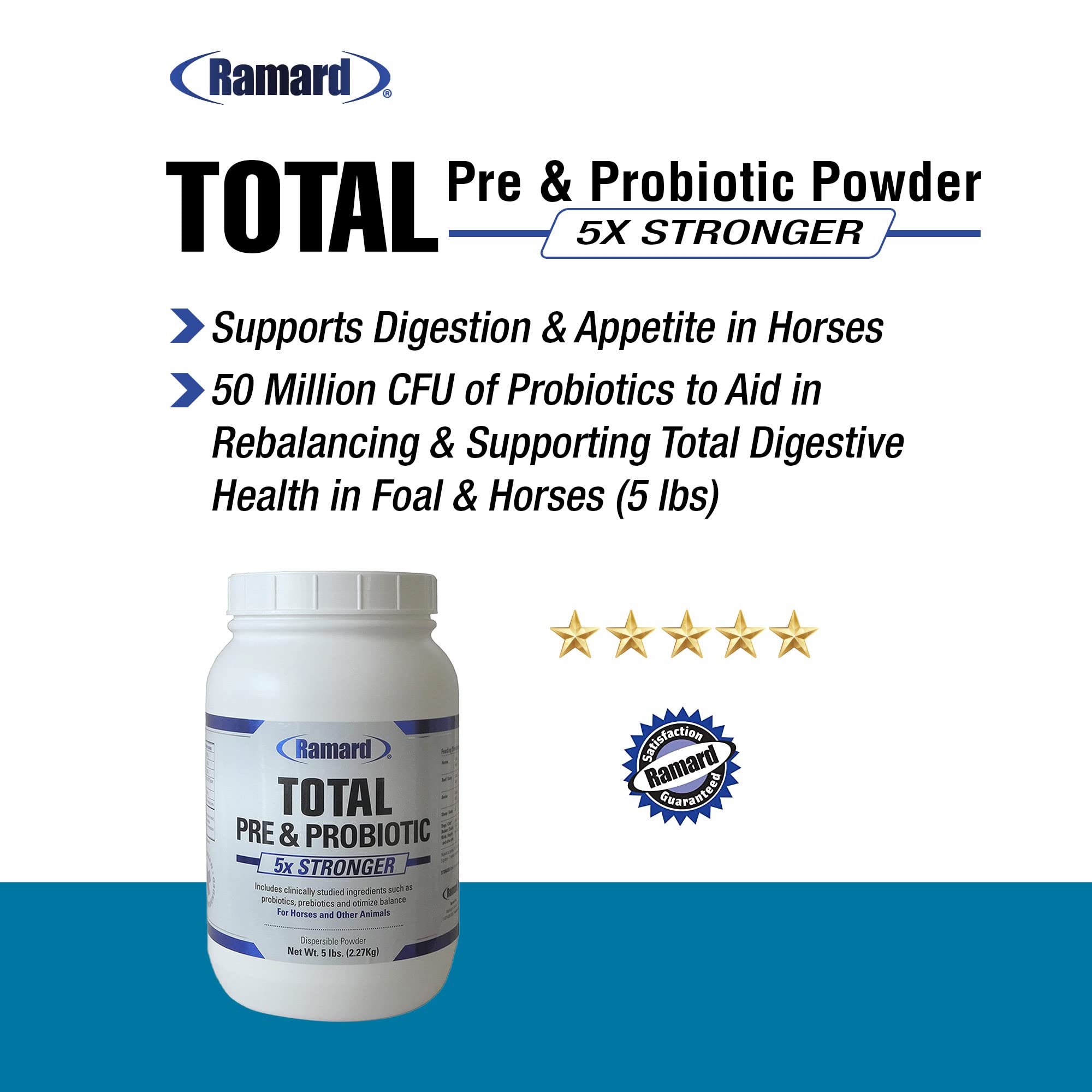 Ramard Total Prebiotic Probiotic Equine Formula pour bottle enabling easy dosing for daily use