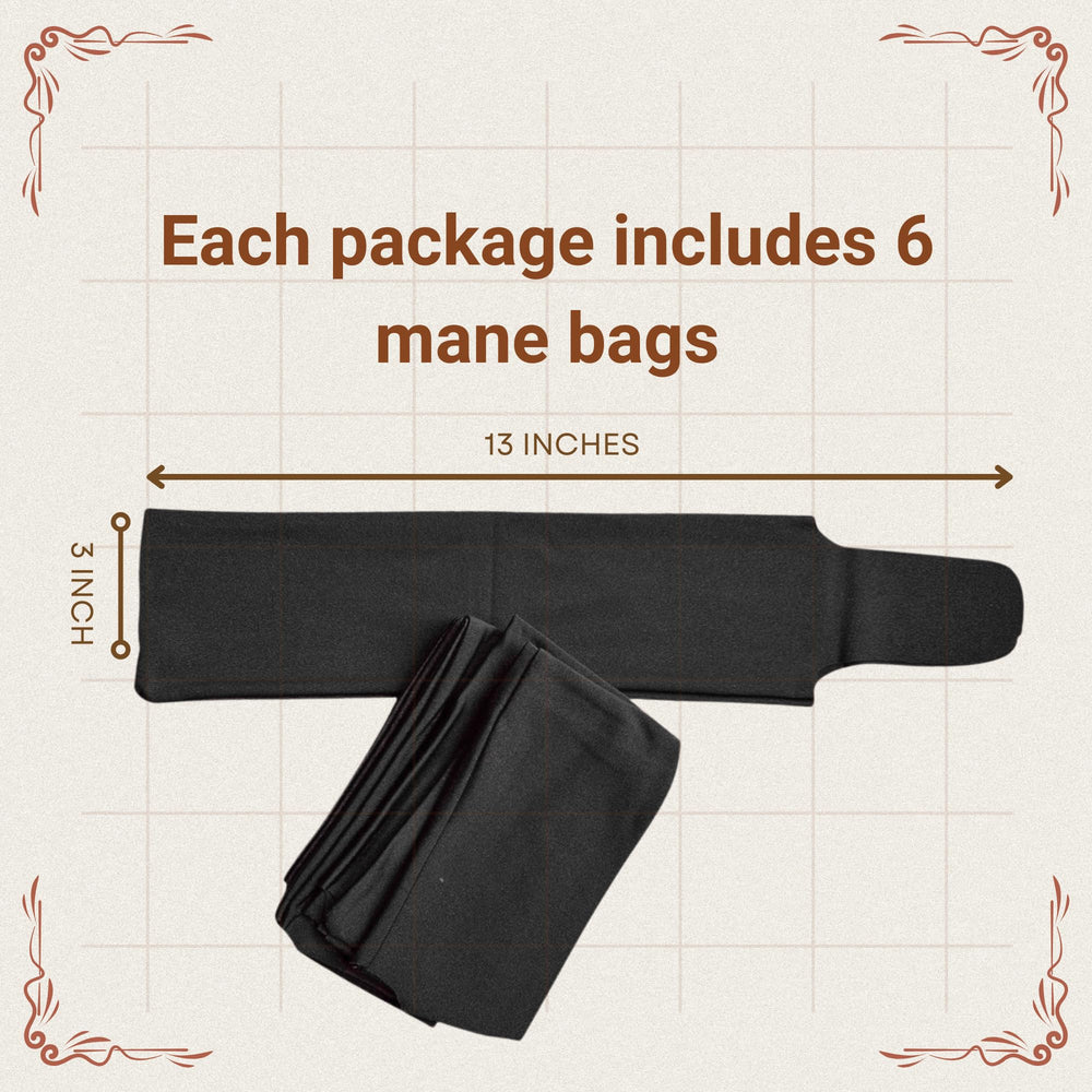 Ranch Hand Mane Bags measure 3x13 inches for ample coverage.
