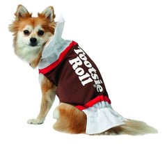 Rasta Imposta Tootsie Roll dog costume front view highlights candy-inspired bodice for Halloween photos