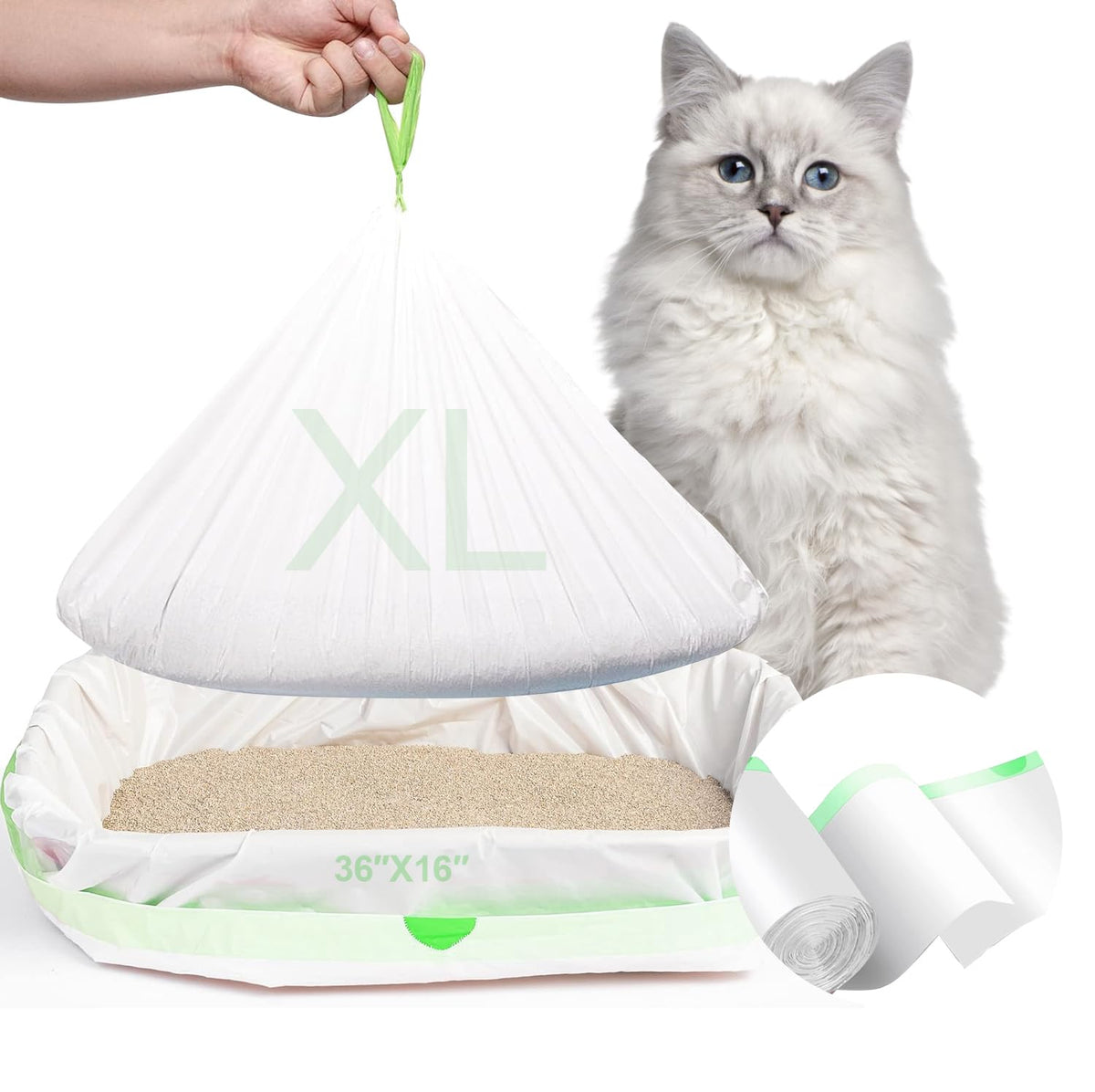 Rastalola cat litter bags 36x16 with drawstring for easy disposal and hygiene.