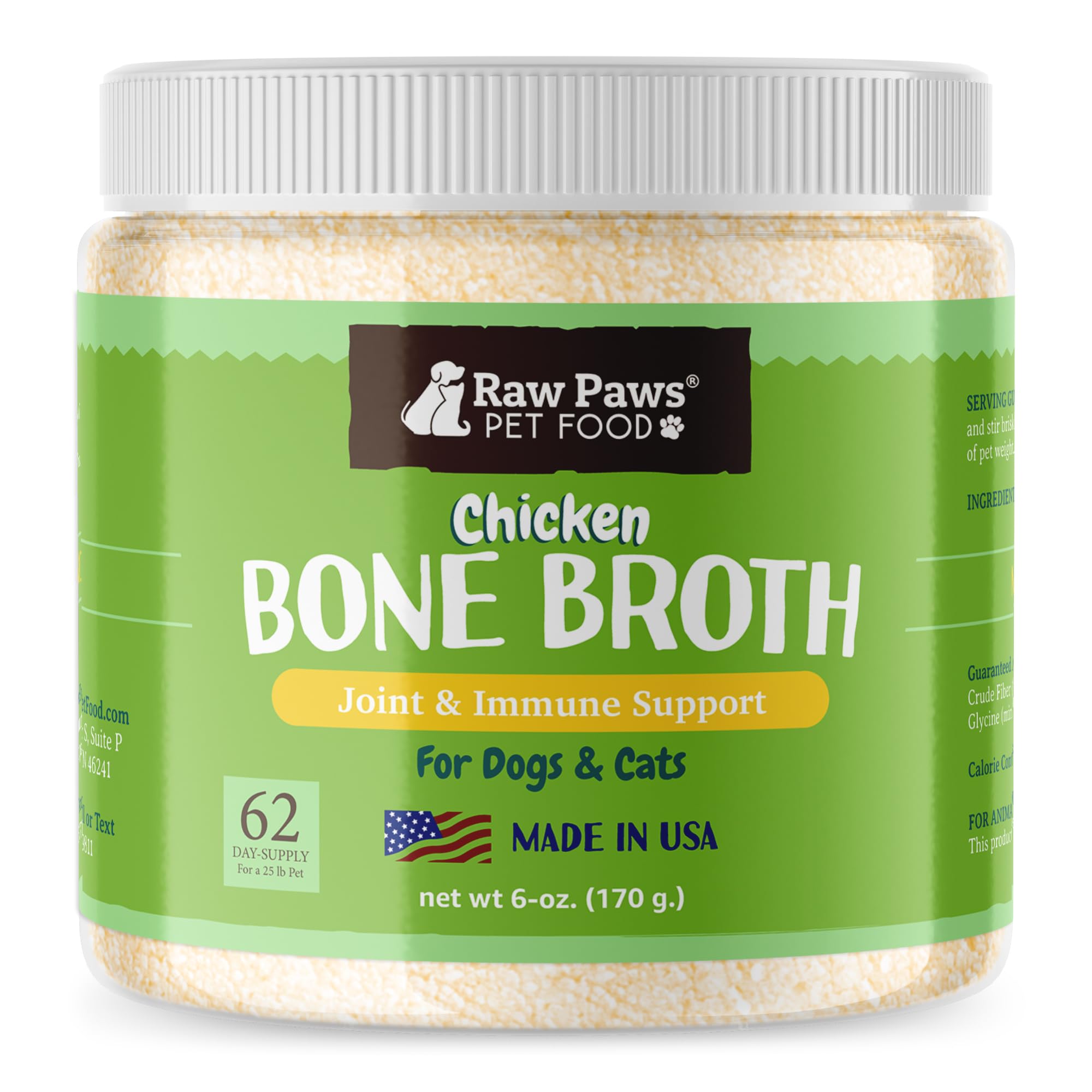 Raw Paws chicken bone broth 6oz bottle pour enhances flavor and easy feeding