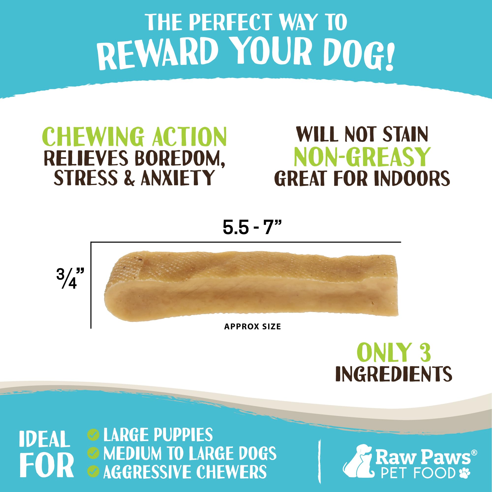 Raw Paws Himalayan Yak Chews dog chewing action highlights engagement.