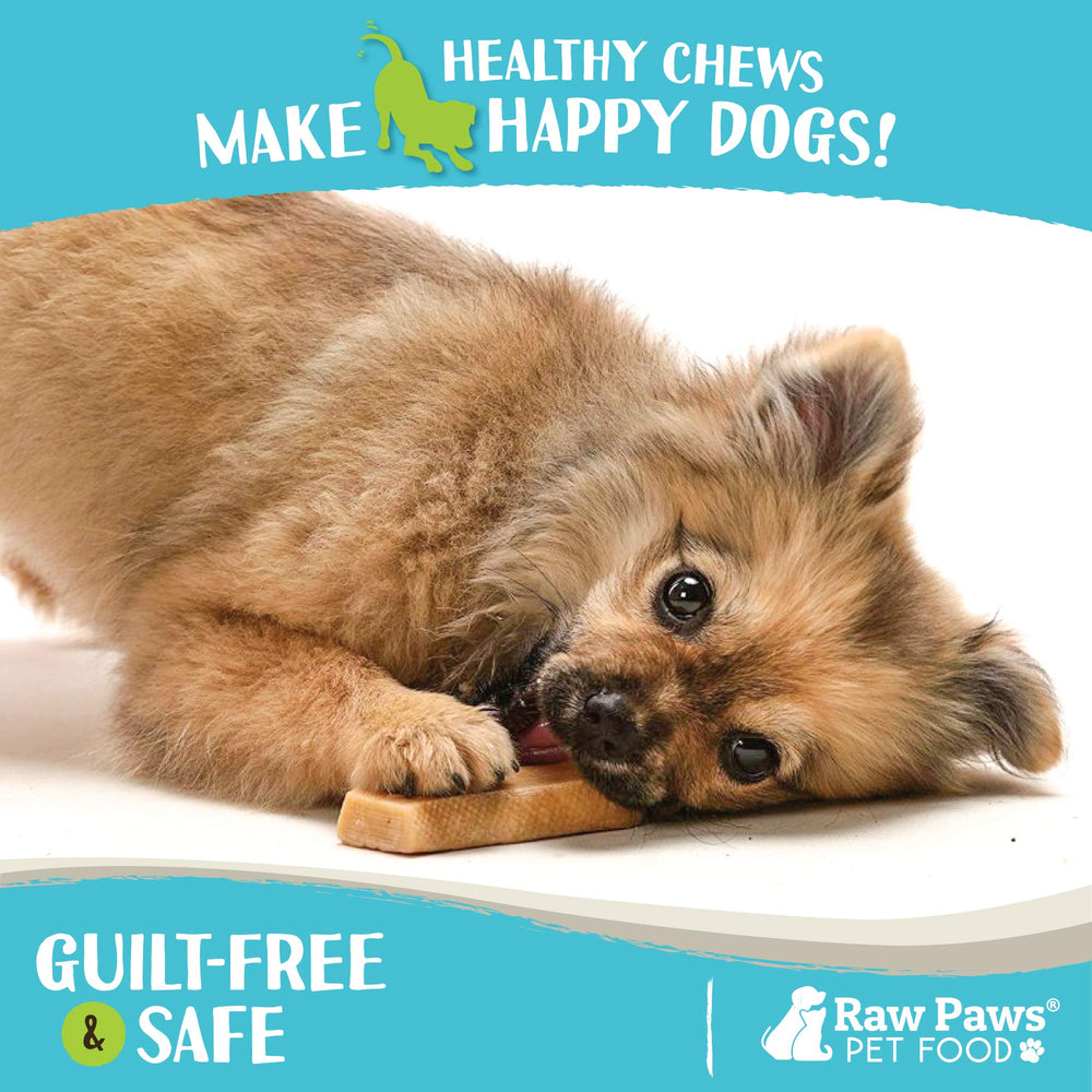Raw Paws Himalayan Yak Chews low odor image conveys mess-free enjoyment for apartment living.