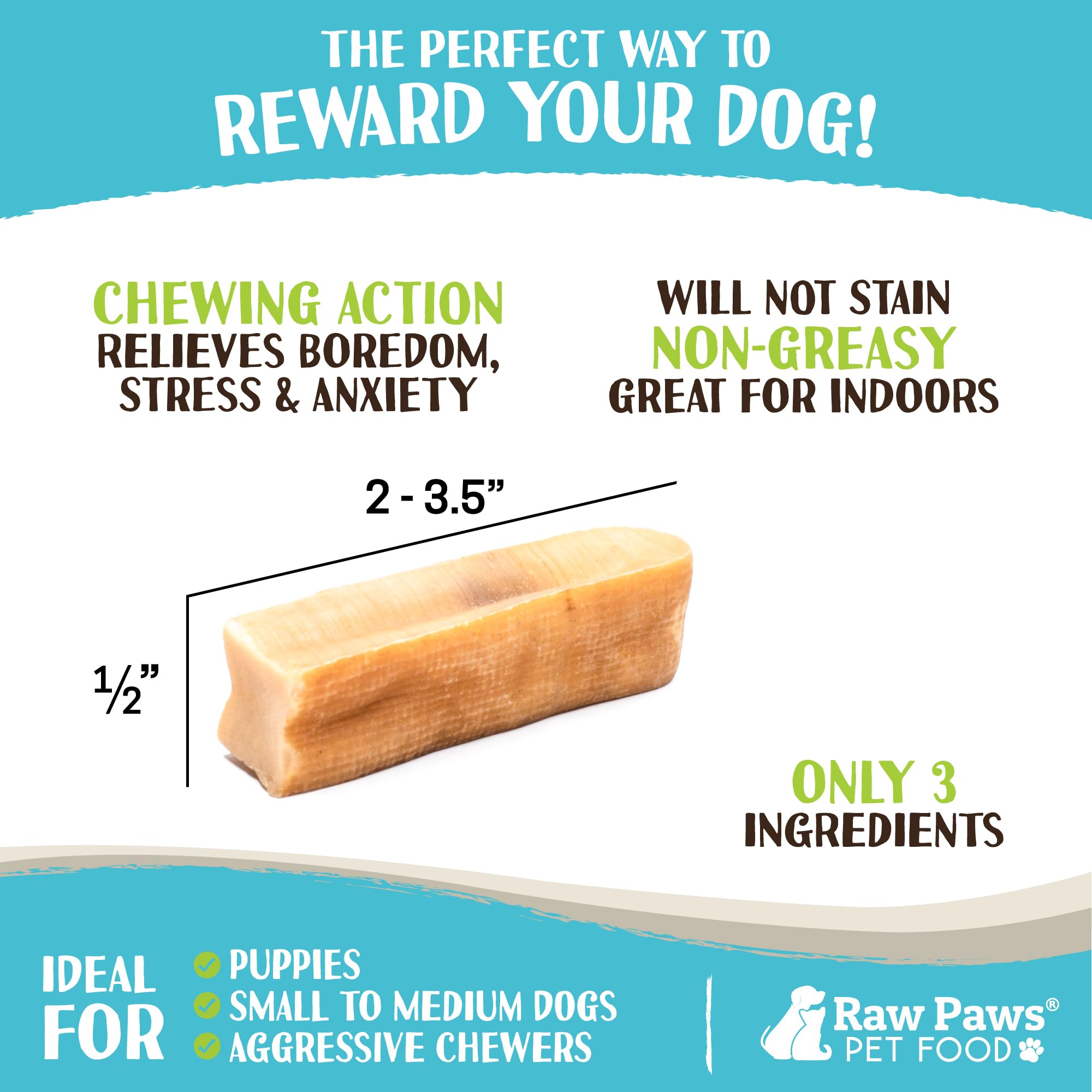 Raw Paws yak-chews close-up reveals dense texture ideal for dental care.