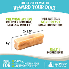 Raw Paws yak-chews close-up reveals dense texture ideal for dental care.