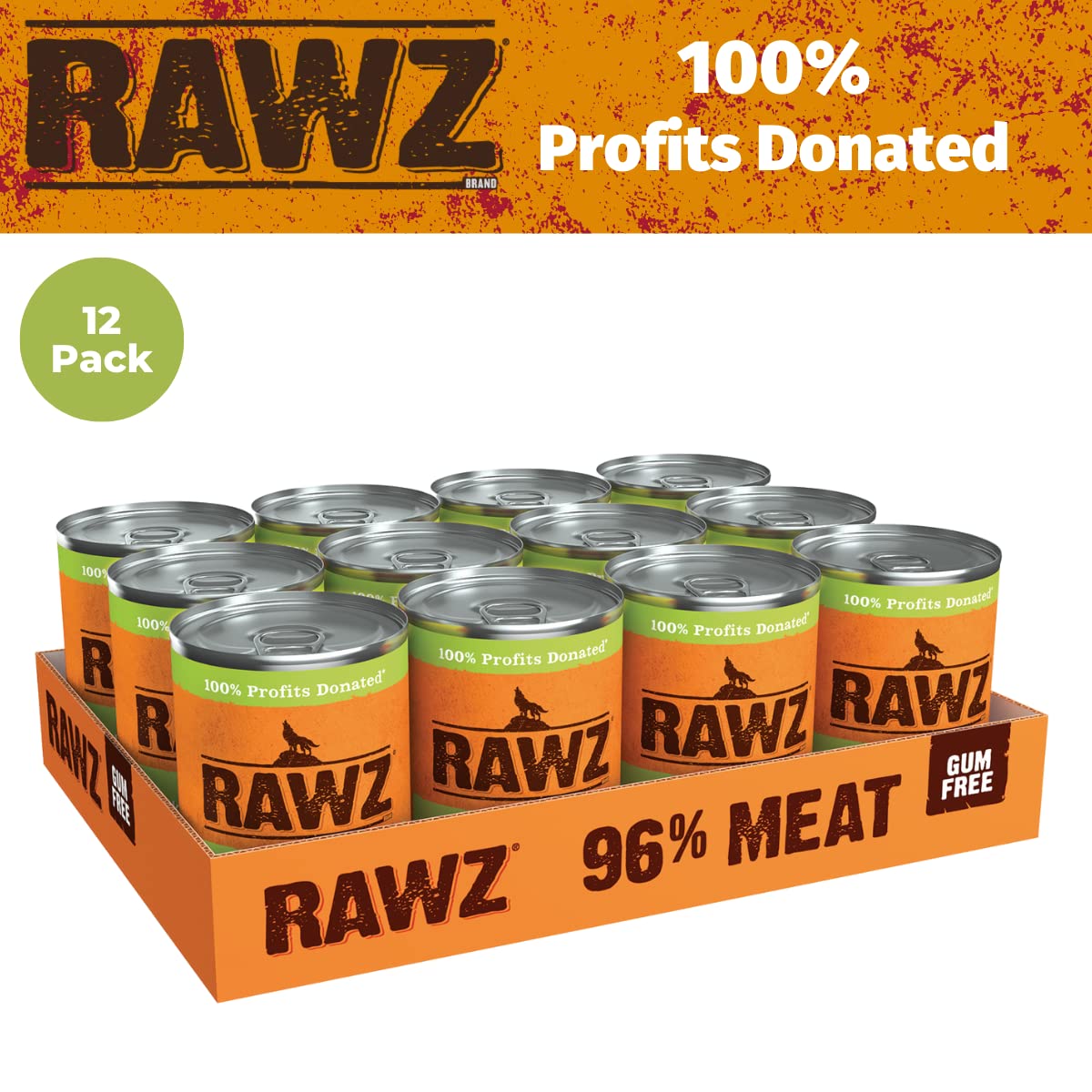 Rawz 96% meat wet dog food no gums ingredient list for clean nutrition
