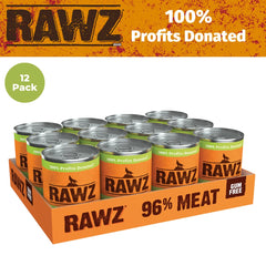 Rawz 96% meat wet dog food no gums ingredient list for clean nutrition