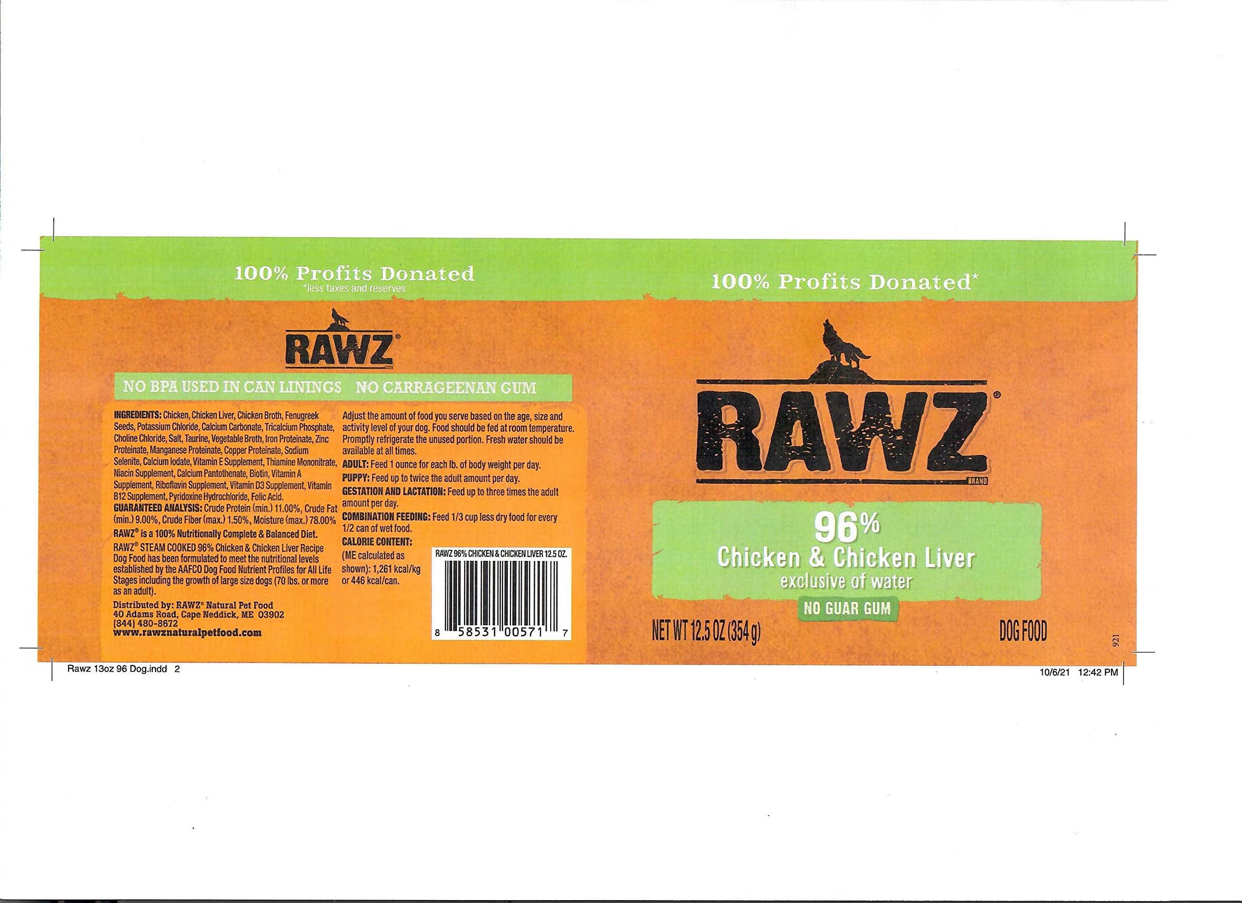 Rawz 96% meat wet dog food serving bowl ready-to-serve meals