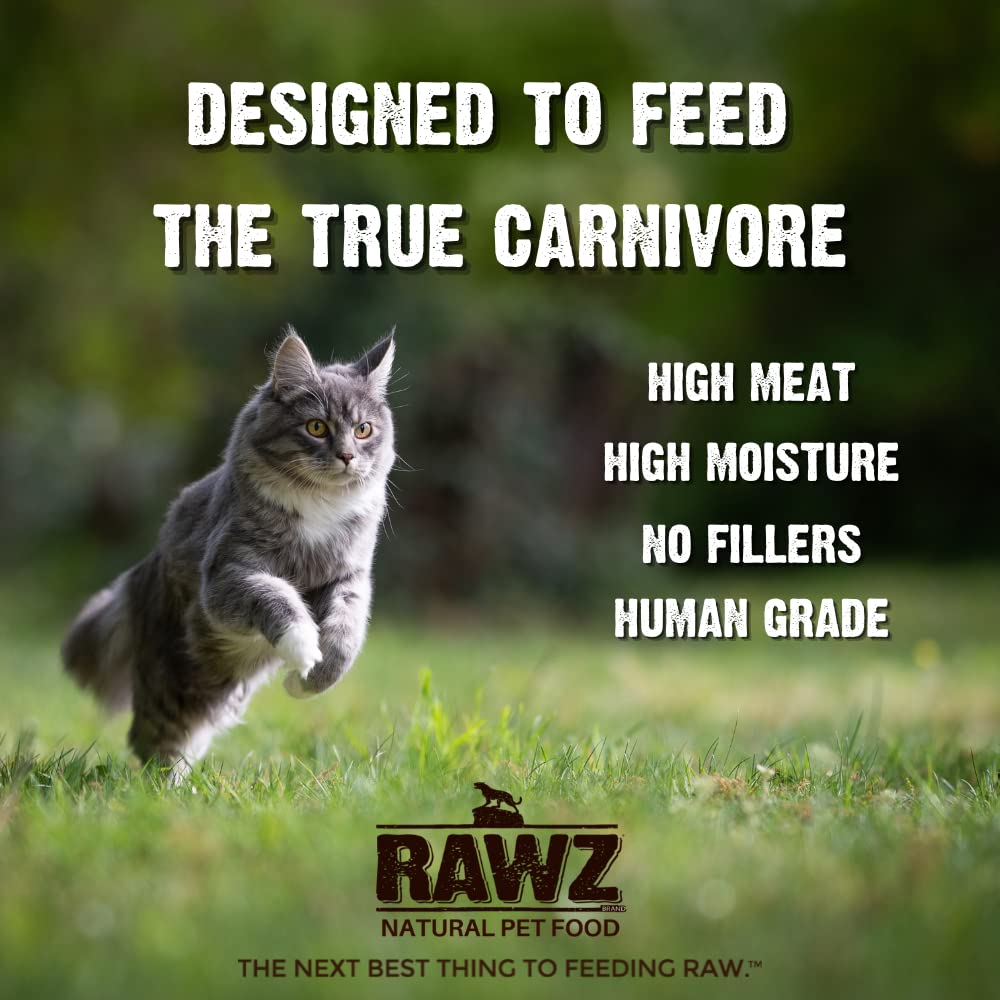Rawz cat food produced in a human food facility label