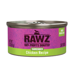 Rawz chicken wet cat food 3oz can for mealtime with real meat.