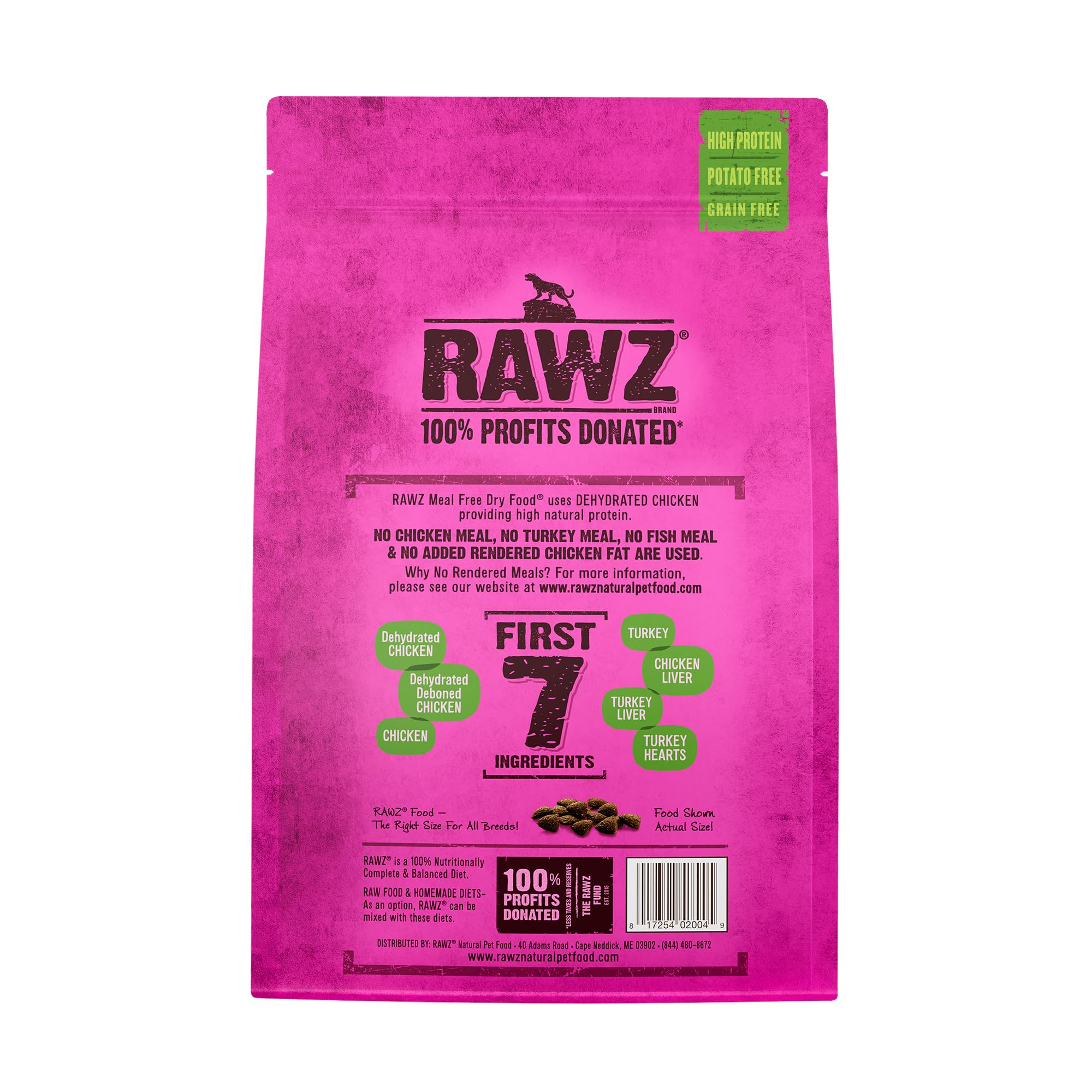 Rawz Dehydrated ingredients-chunks-closeup shows natural meat chunks for grain-free diets.