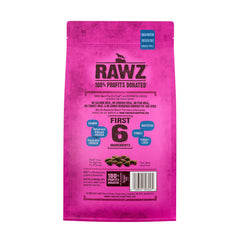 Rawz dry cat food in bowl, grain-free and potato-free for sensitive tummies.