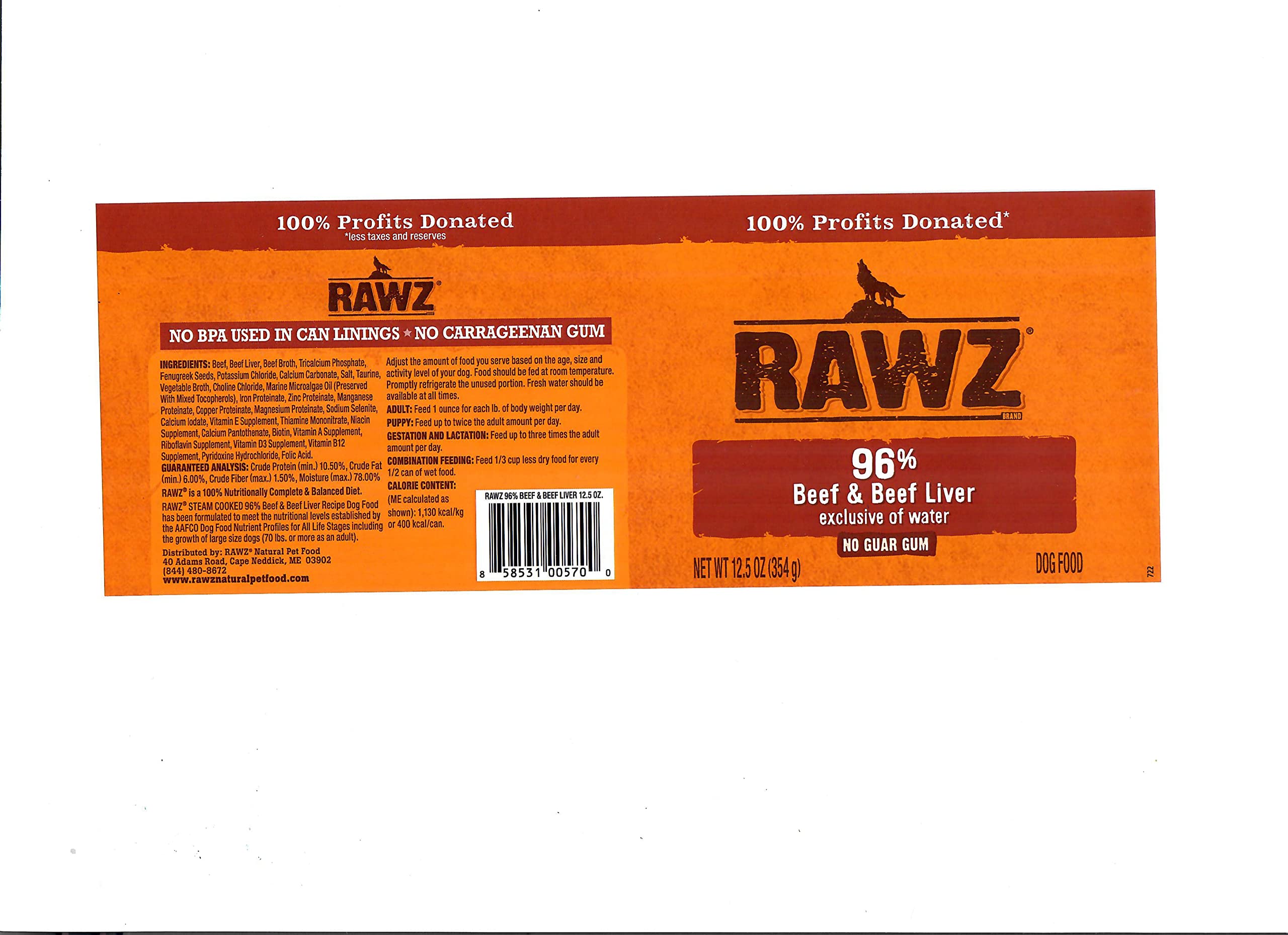 Rawz no gums ingredient panel communicates the product's natural composition.