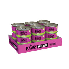 Rawz no-gums packaging highlights gum-free wet food option.