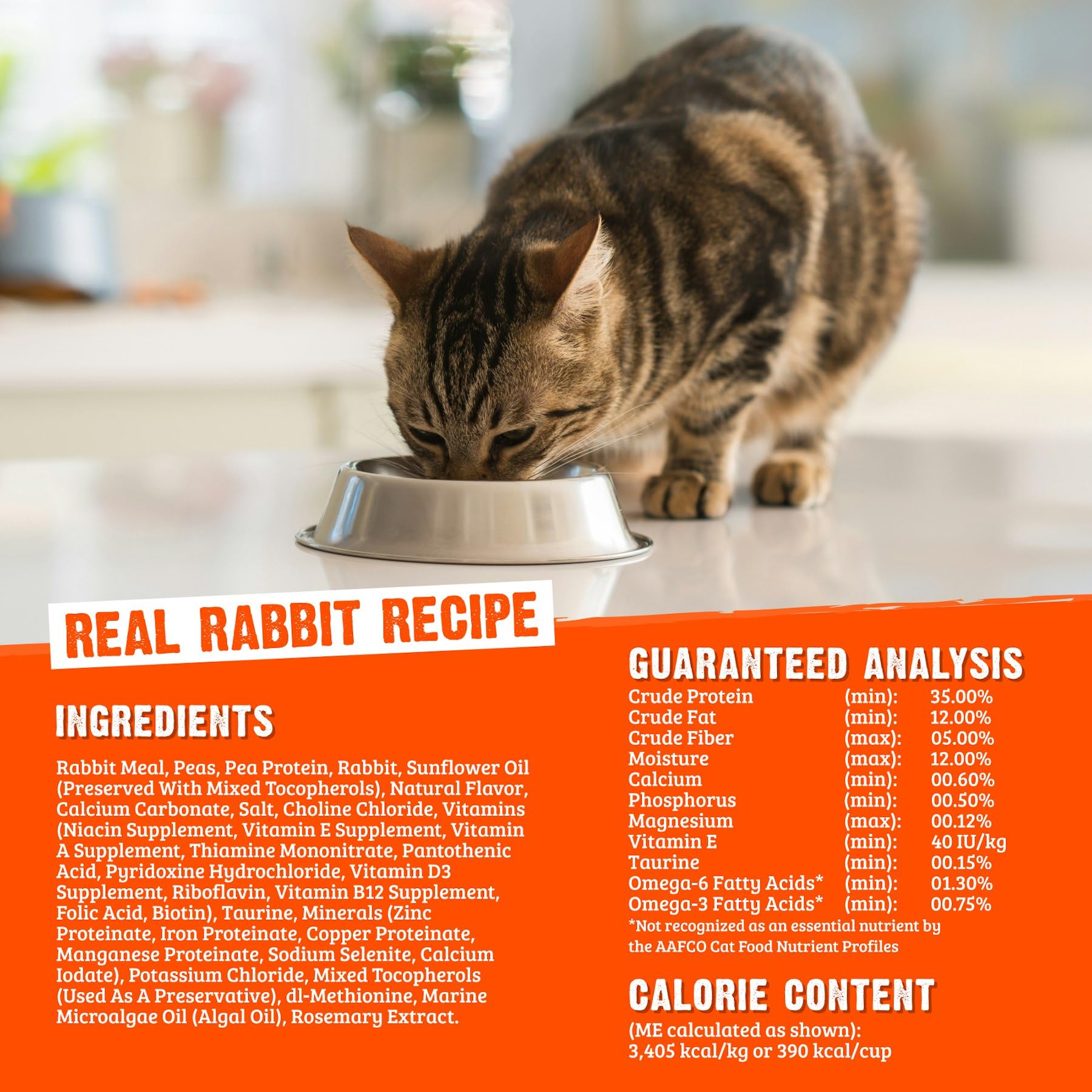Rawz Real Rabbit algal oil close-up highlights EPA and DHA for skin and coat.