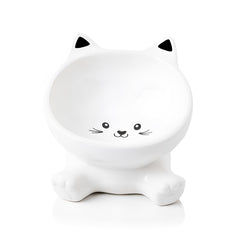 Raytrue-X raised cat bowl front view shows elevated design for comfy meals.