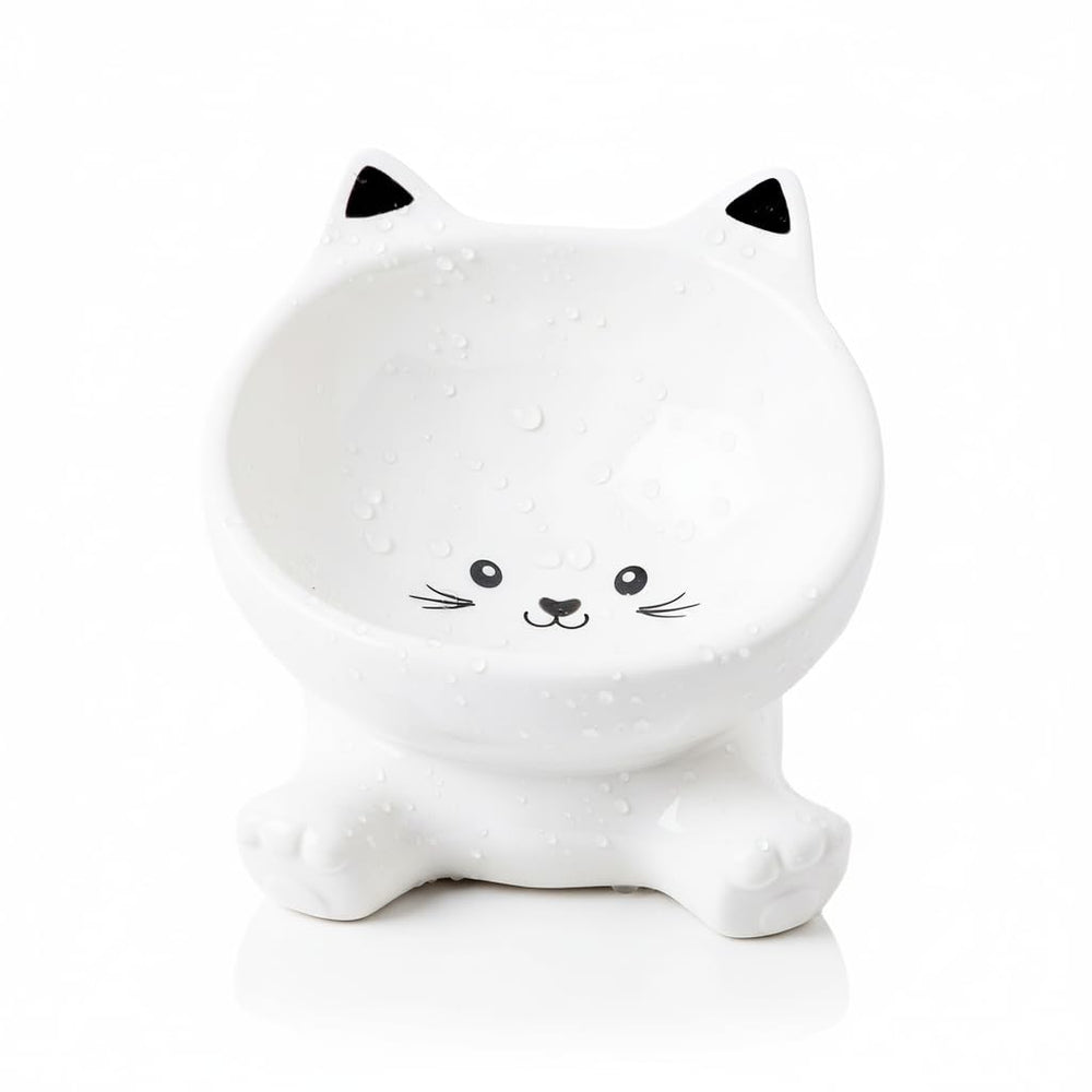 Raytrue-X raised cat bowl side profile highlights stable base.