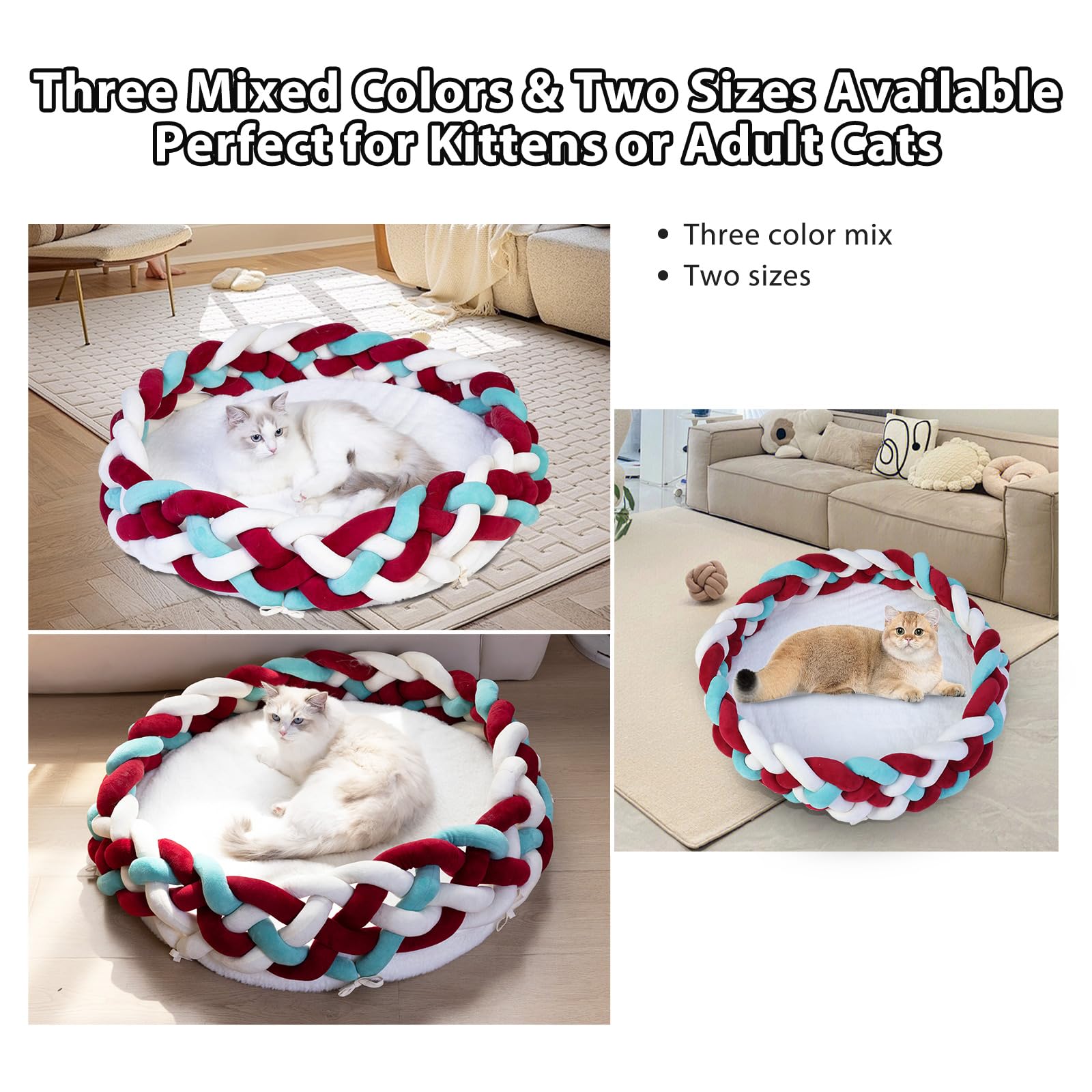 Razyzil 20-inch bed suits cats and small dogs for cozy lounging.