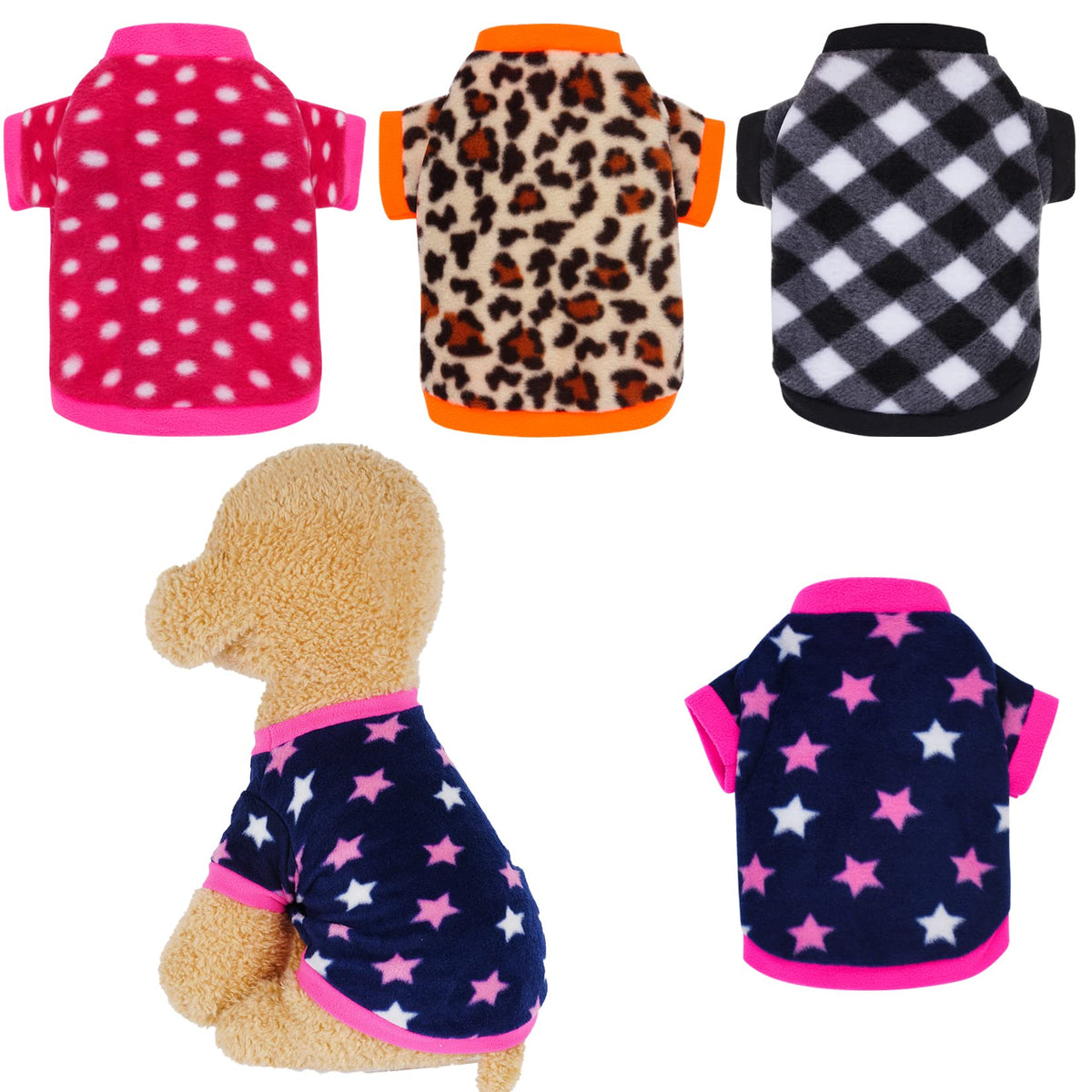 Rbenxia dog fleece sweaters pack four patterns for daily warmth and style
