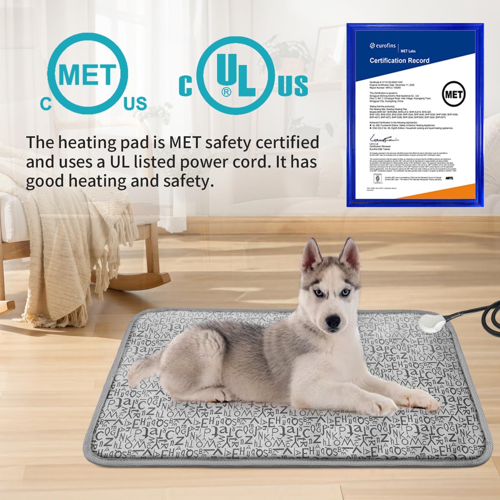 RC SLL dog heating pad in use in whelping box demonstrates warmth and safety