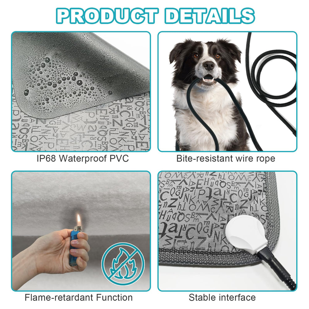 RC SLL dog heating pad layers view showcases 7-layer protection and UL approved wiring