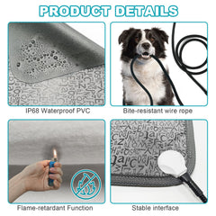 RC SLL dog heating pad layers view showcases 7-layer protection and UL approved wiring