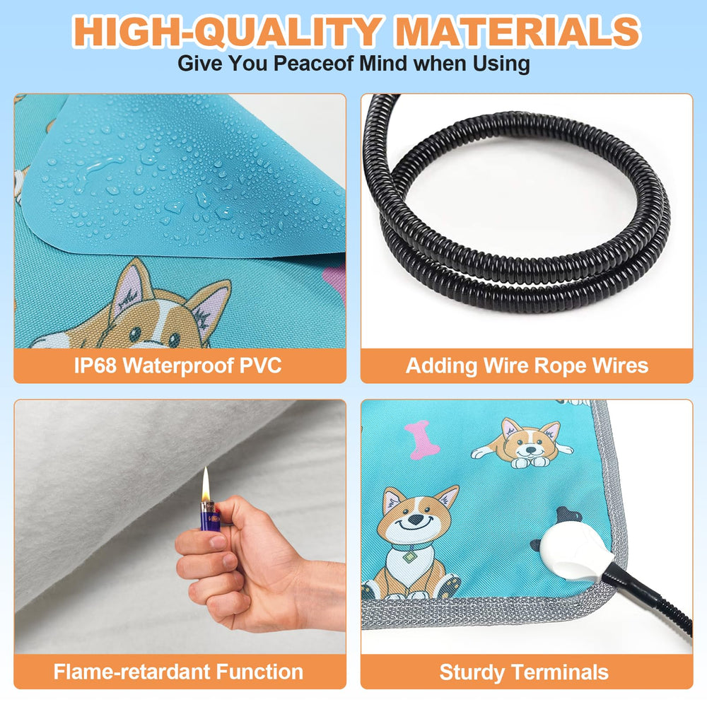 RC SLL dog heating pad in use with a cat or small dog resting comfortably