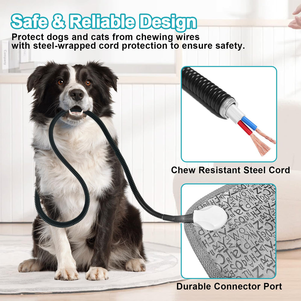 RC SLL dog heating pad safety feature close-up highlights intelligent thermostat