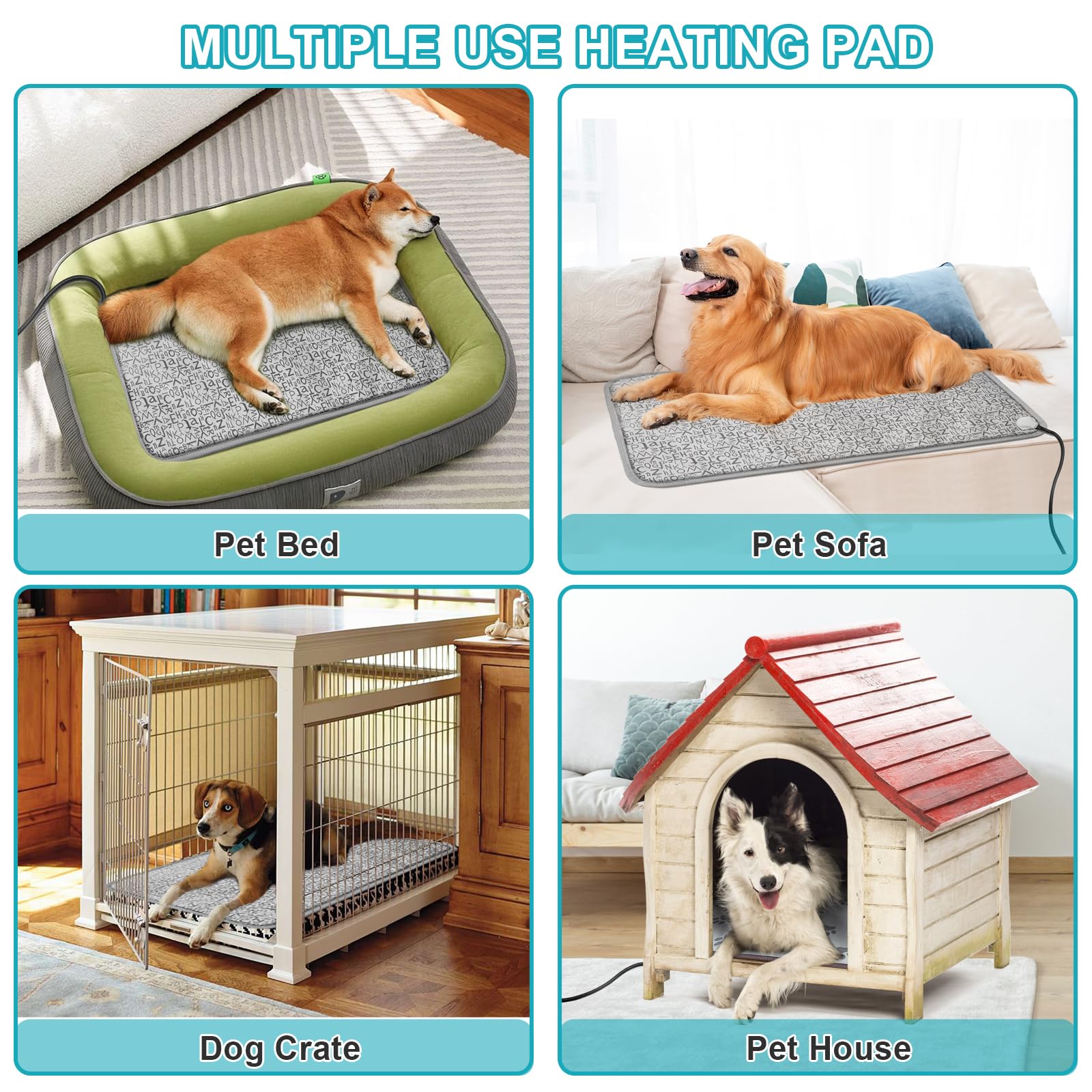 RC SLL dog heating pad blue cover shows washable comfort for easy cleaning
