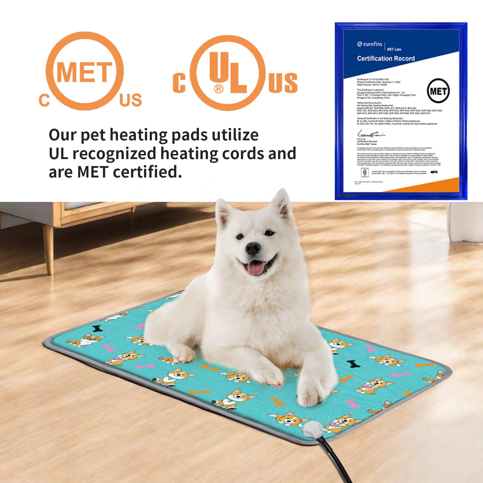 RC SLL dog heating pad with waterproof outer cover for easy cleanup
