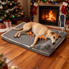 RC SLL heated dog bed large 40x27 front view offers cozy warmth for chilly evenings.