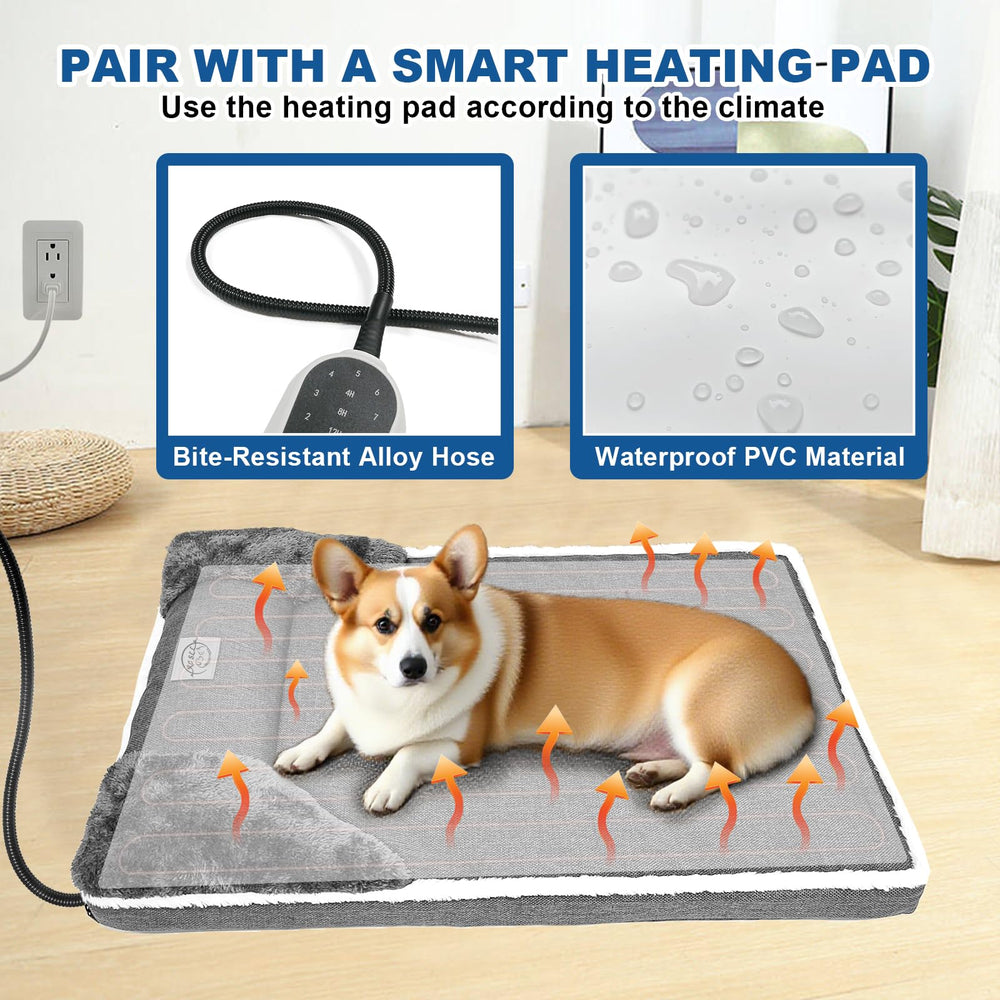 RC SLL heated dog bed large 40x27 non-slip bottom helps stay in place.