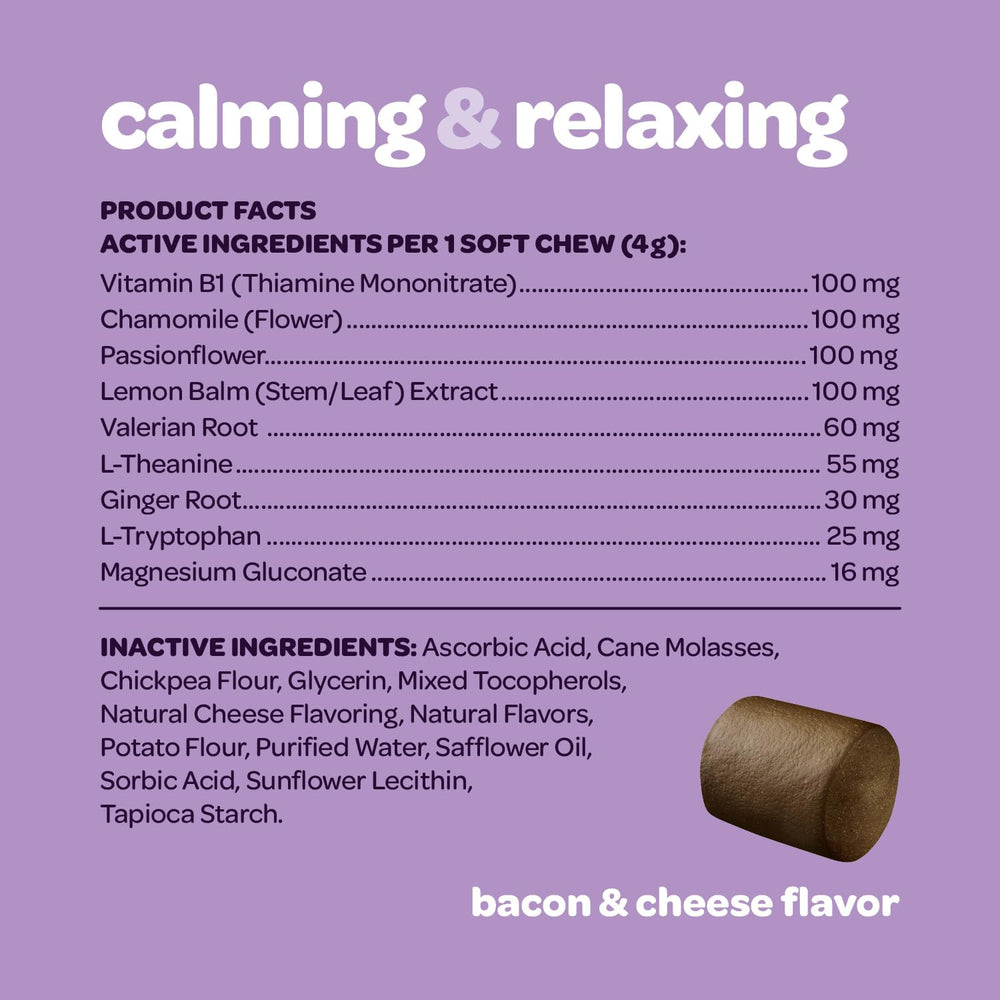 Ready Pet Go! Calming Chews dog-relaxed scene highlights improved mood with natural herbal blends.