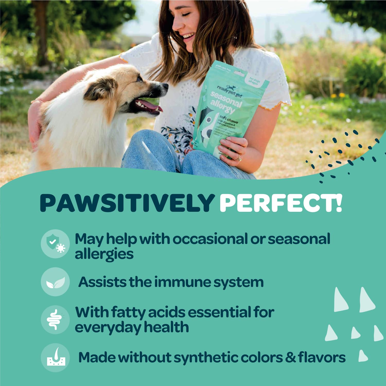 Ready Pet Go Colostrum Probiotics for dogs image emphasizes gut-friendly immune support