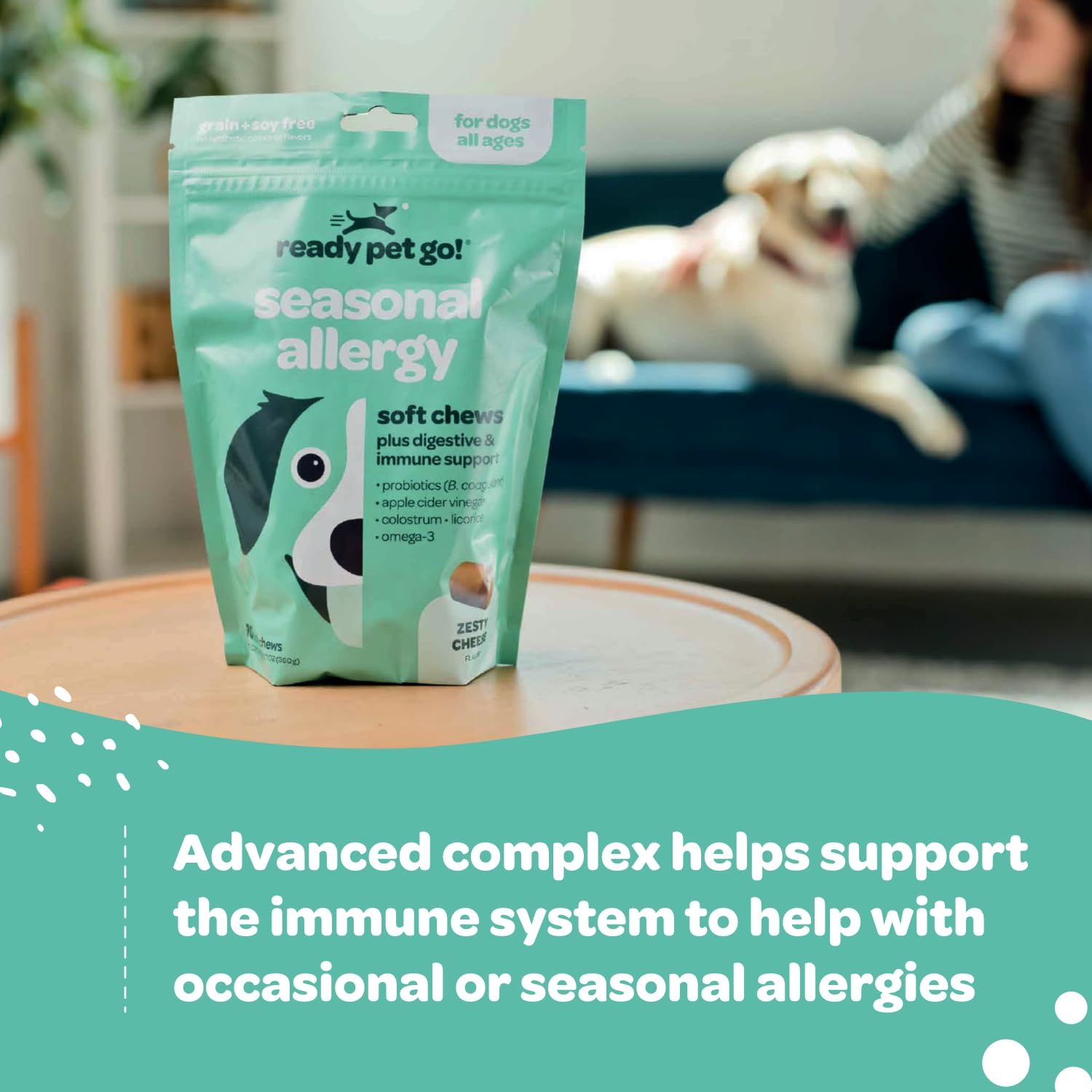 Ready Pet Go Grain-Free Recipe packaging signals clean ingredients and easy usage