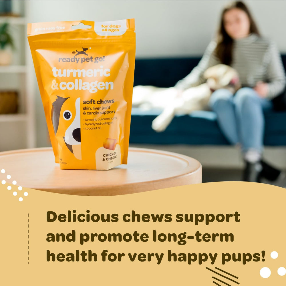 Ready Pet Go Turmeric for Dogs chews NASC certified for pet healthcare standards.