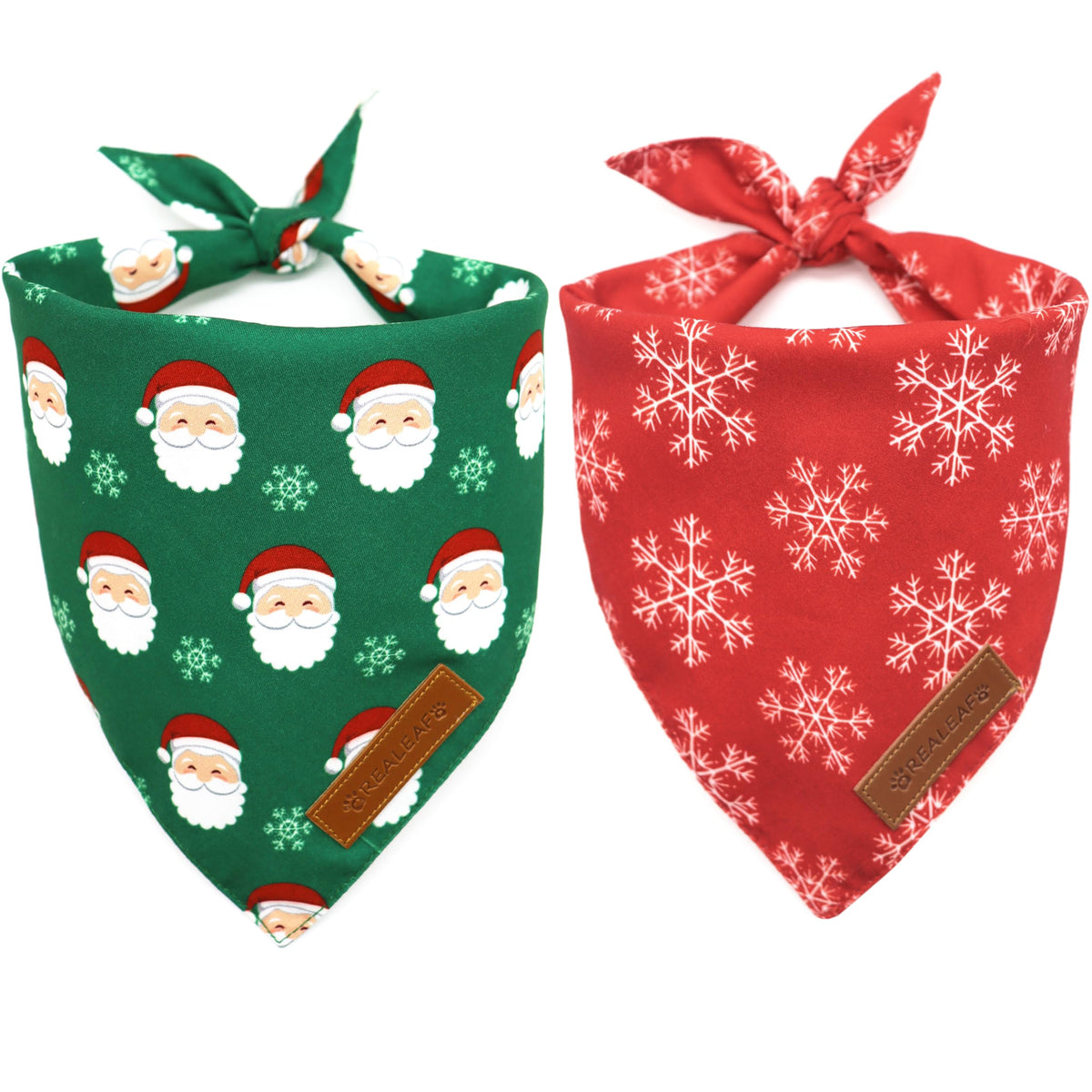 Bandanas navidad de Realeaf, dos paquetes para perros, estilo festivo y duradero.