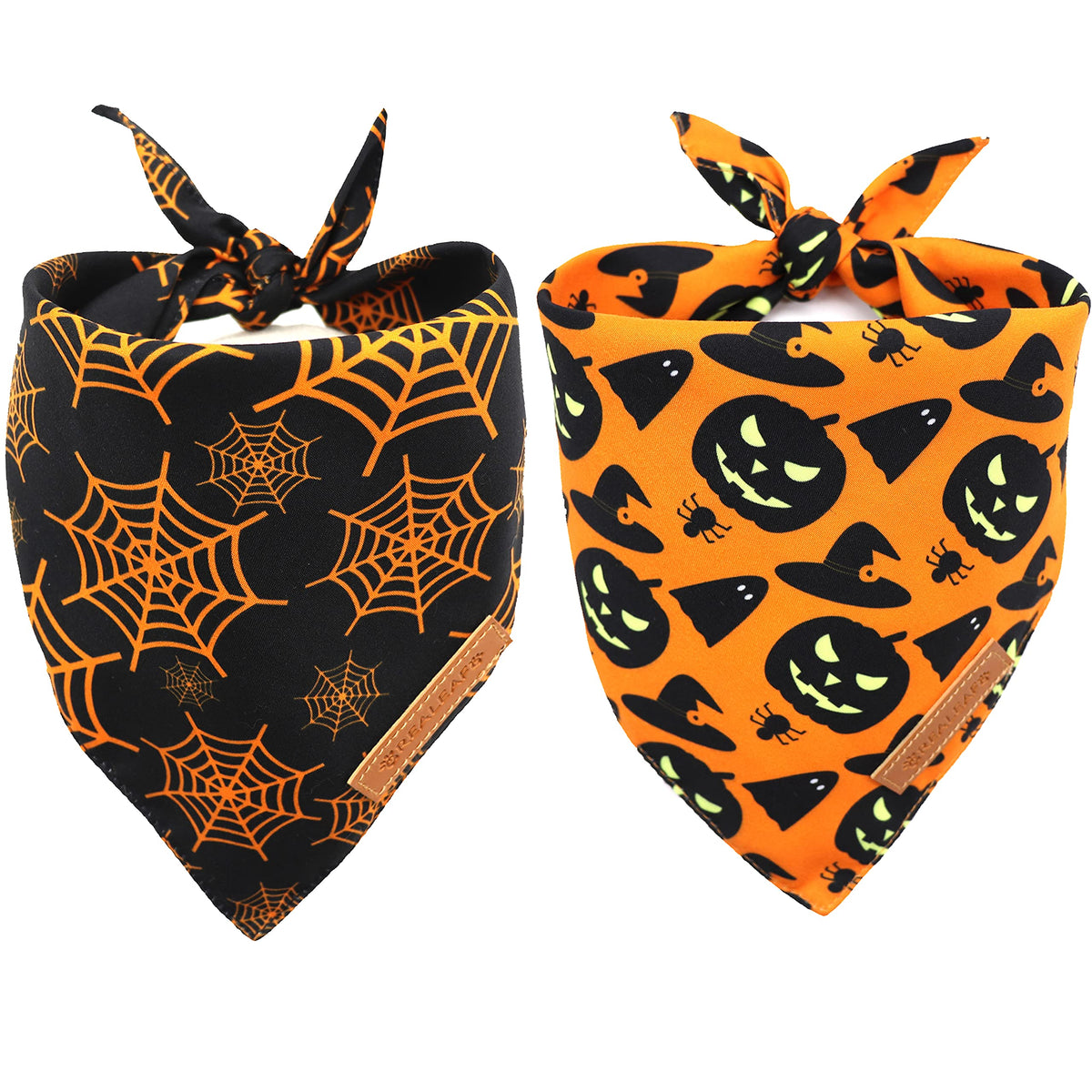 Realeaf Halloween dog bandana pumpkin pattern for festive photos and doggy style