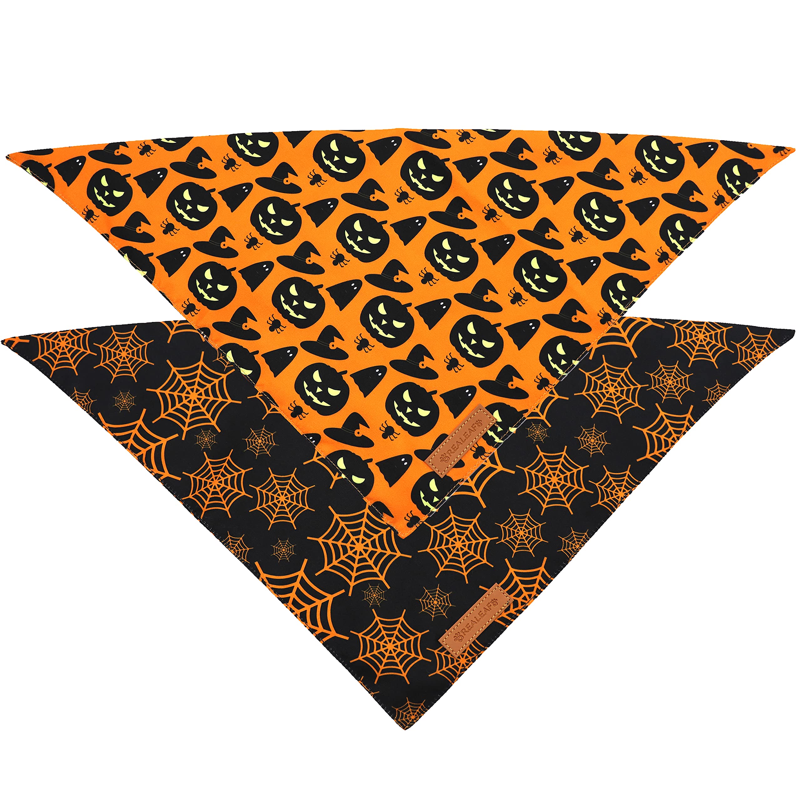 Realeaf Halloween bandana triangle reversible showcases two looks in one