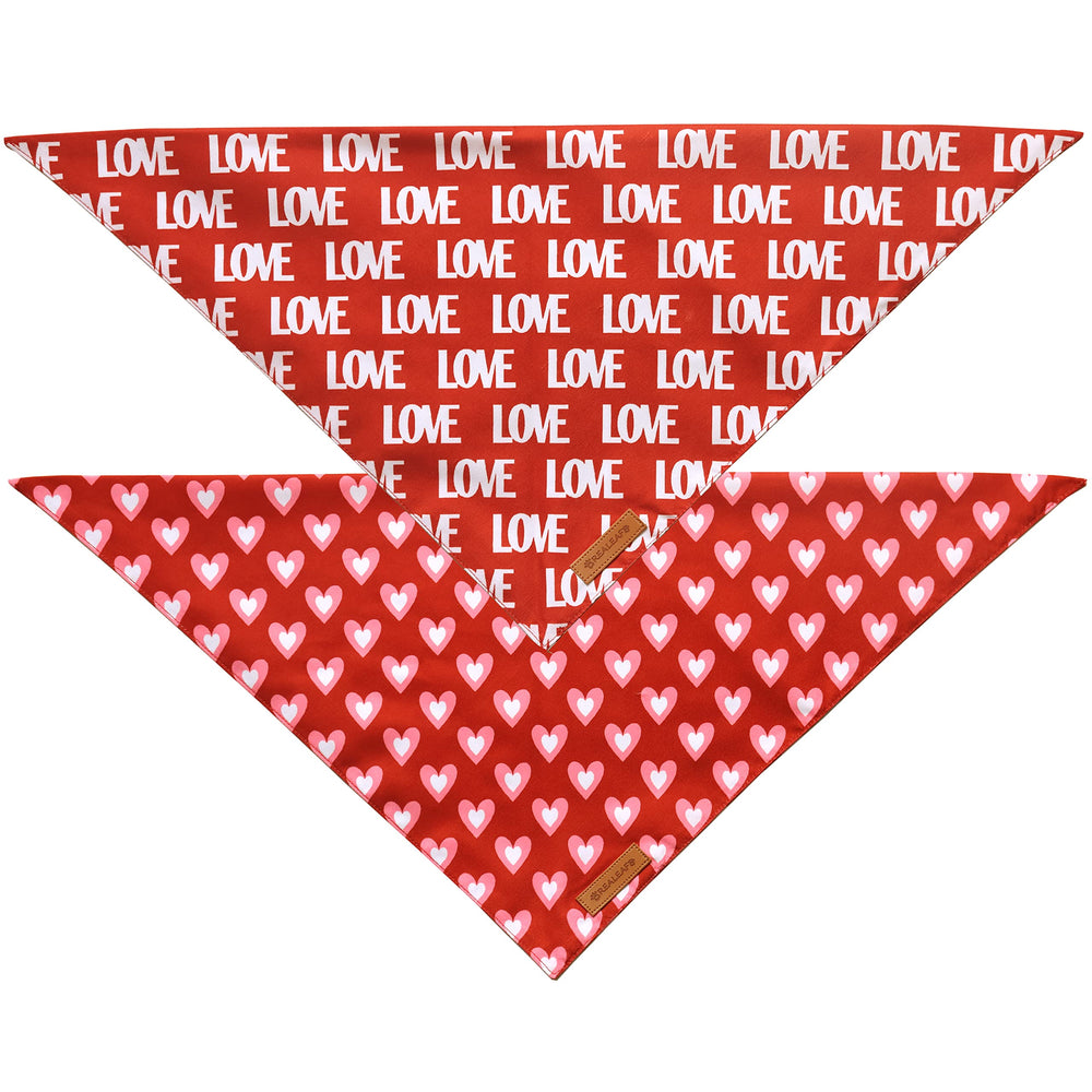 Realeaf Love Dog Bandanas dual-layer closeup emphasizes durable fabric for adventures.