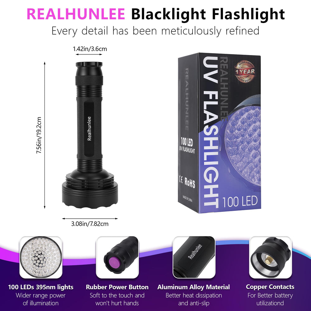 Realhunlee UV flashlight shows scorpion traces under UV light