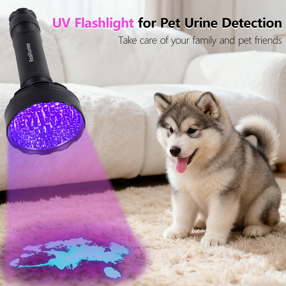 Realhunlee UV flashlight detects pet urine stains on carpets
