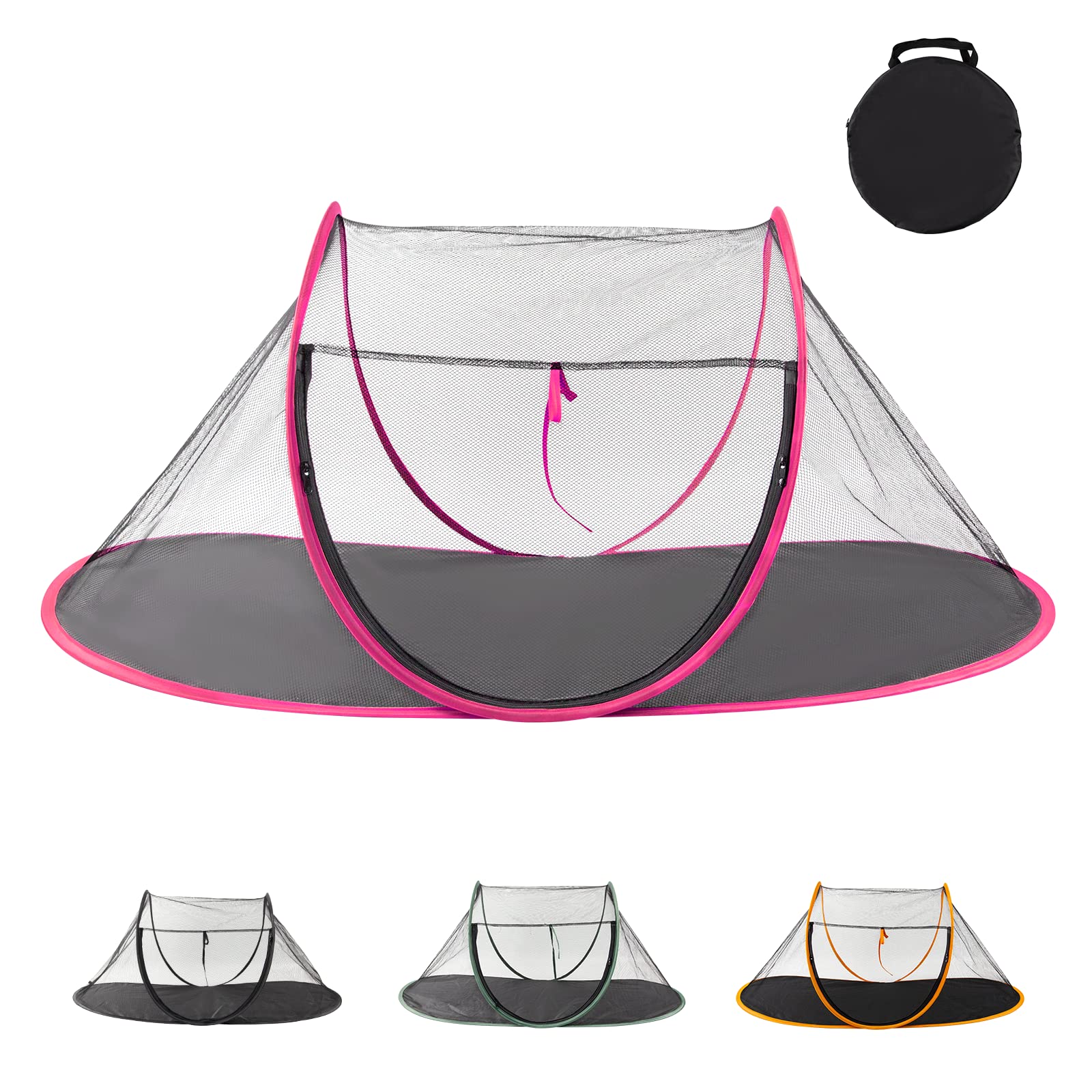 Realife portable cat tent rose red open view for quick outdoor shade