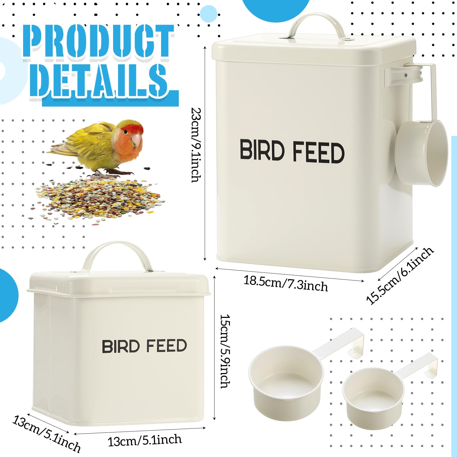 Reallnaive small bird-seed container with lid for treats, compact storage.