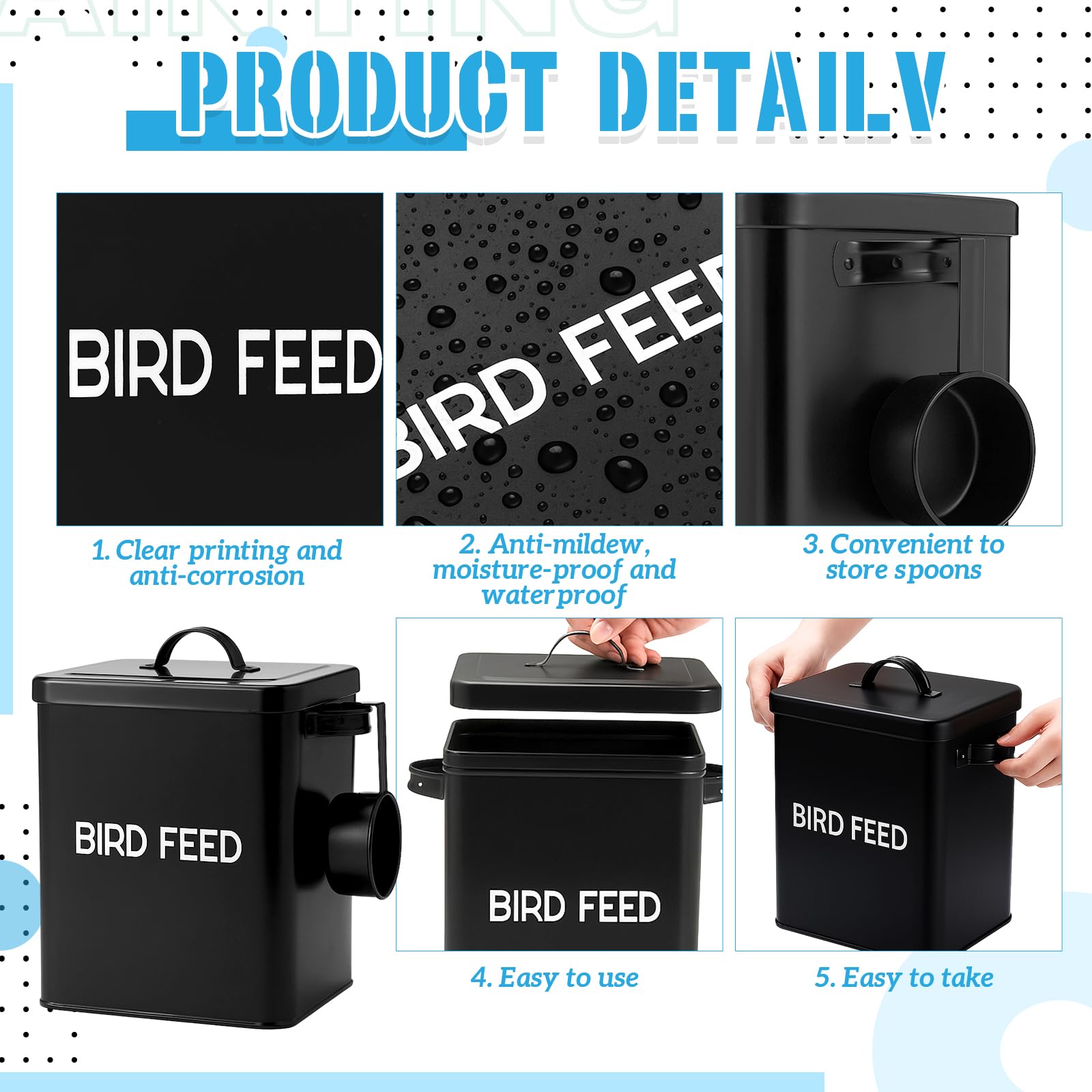 Reallnaive airtight lid bird feed storage keeps contents safe from moisture