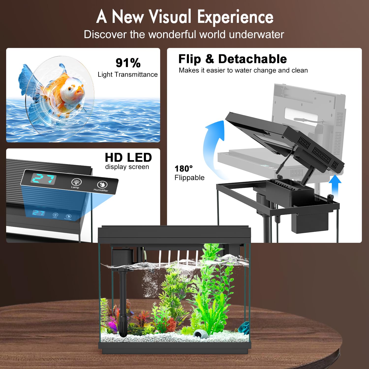 Rechale smart aquarium silent pump enabling peaceful desk or nightstand setup