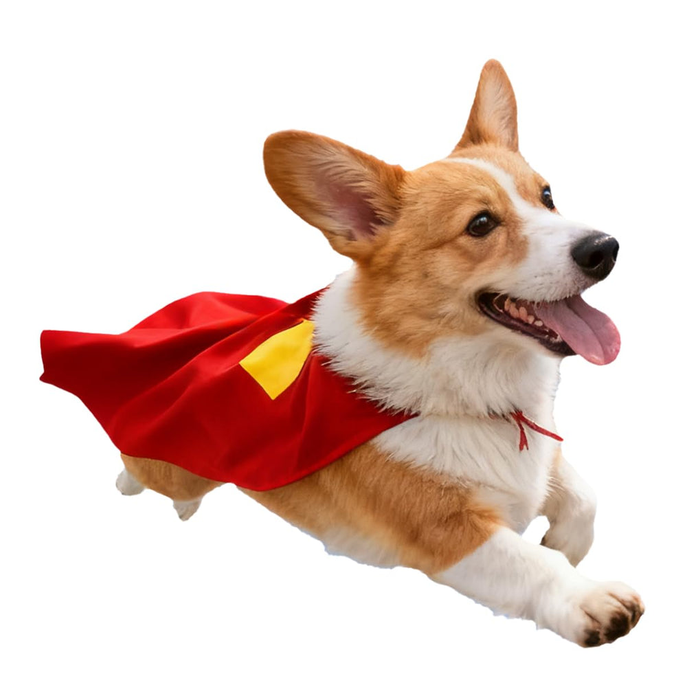 Red Dog Hero cape front view shows the bold yellow diamond for Insta-worthy photos.