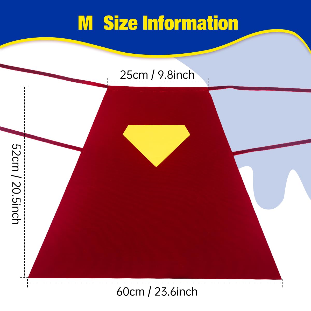 Red Dog Hero cape ties close-up emphasizes neck and belly fastenings for stable wear.