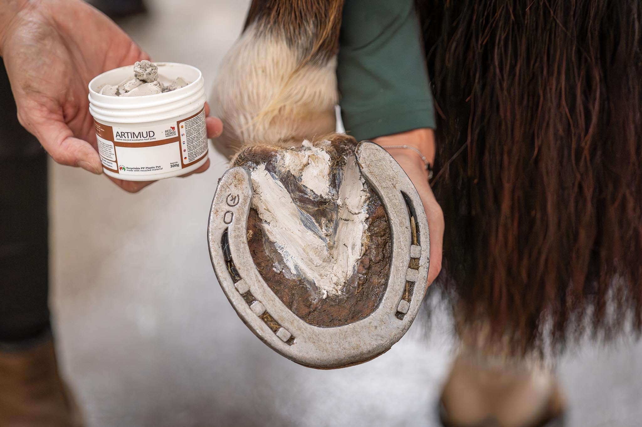 Red Horse Artimud hoof cracks and nail holes image demonstrates gap sealing and protection